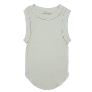 We The Free Cream Ribbed Tank Top XS Sleeveless Raw Hem NWOT